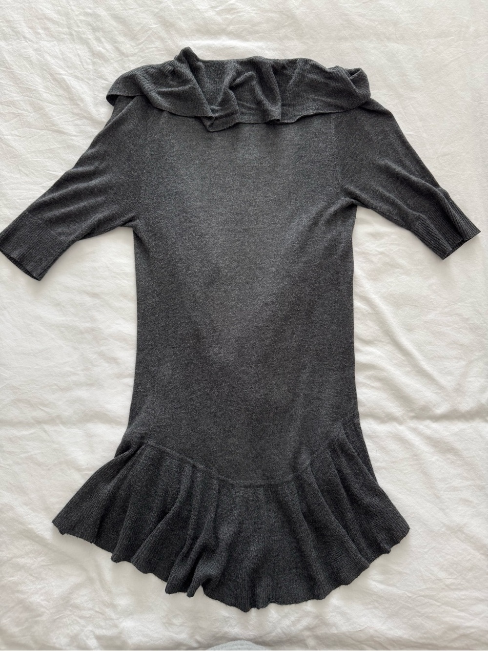 Express Dark Gray Ruffle Open-Front Cardigan - Picture 11 of 13